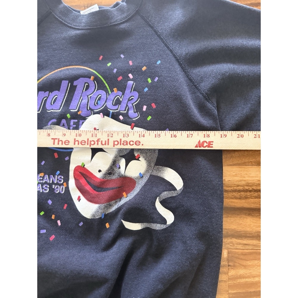 VTG Hard Rock Cafe 1990 Mardi Gras New Orleans Crewneck L Fast Shipping - Picture 5 of 7